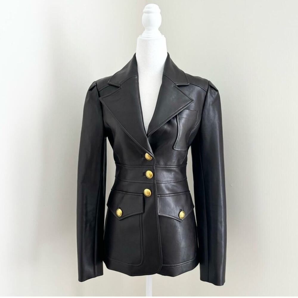 A.L.C. alc amelia vegan leather jacket blazer button closure faux vegan leather - Picture 3 of 9